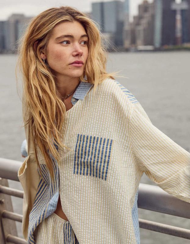 Aerie Off-Duty Seersucker Shirt - Multi, XS 