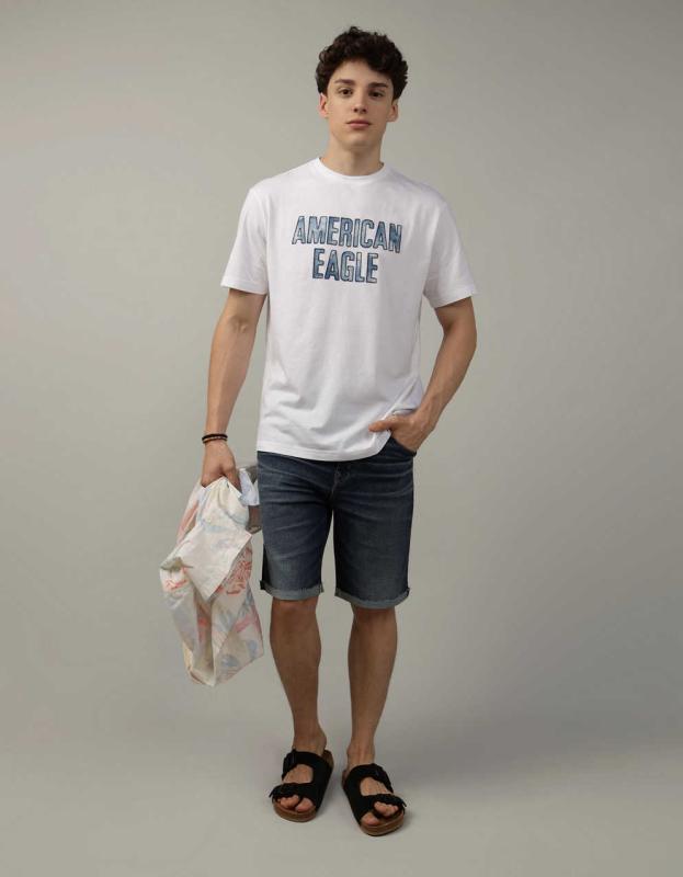 AE Elevated Logo Graphic T-Shirt - Air White, M 