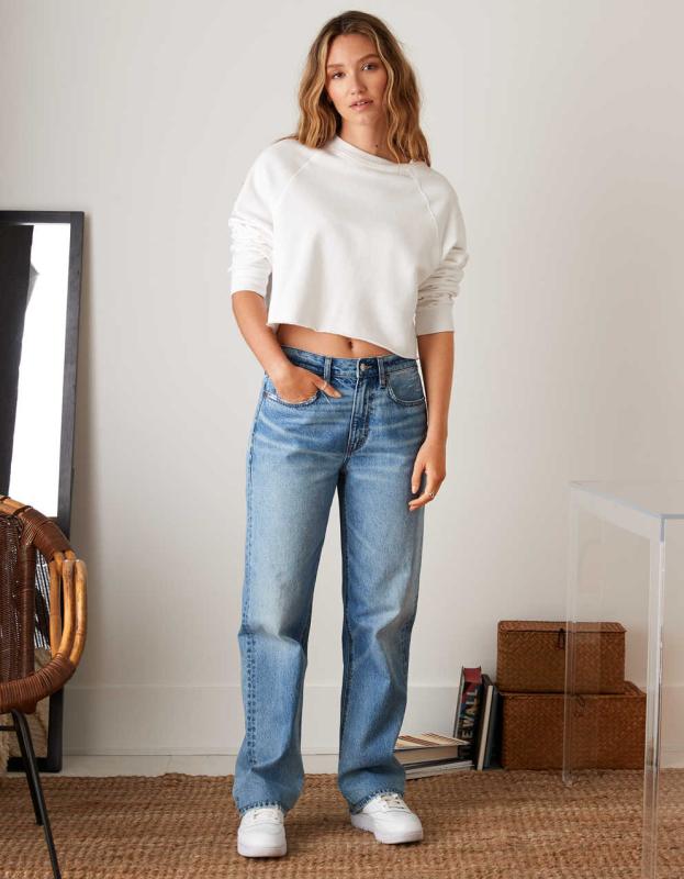 AE Low-Rise Baggy Straight Jean - Bright Blue, 00 