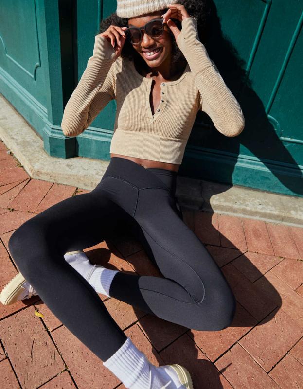 OFFLINE By Aerie Real Me Xtra Crossover High Waisted Pocket Legging - True Black, XL 