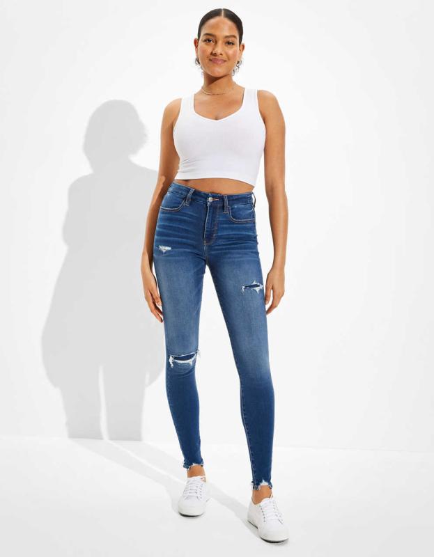 AE Forever Soft Patched Super High-Waisted Jegging - Emotional Blue, 00 