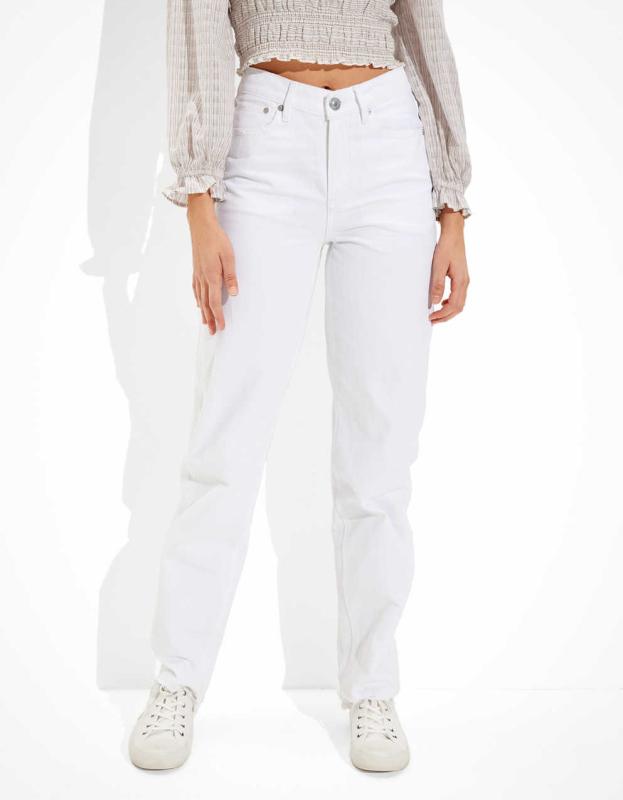 AE Highest Waist Baggy Straight Jean - Bright White, 00 