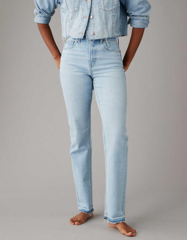 AE Stretch Super High-Waisted Straight Jean - Lakeside, 00 