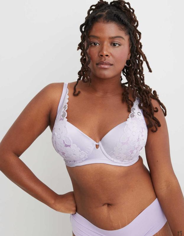 Show Off Plunge Push Up Real Lace Bra - Lavender Dawn, 36C 