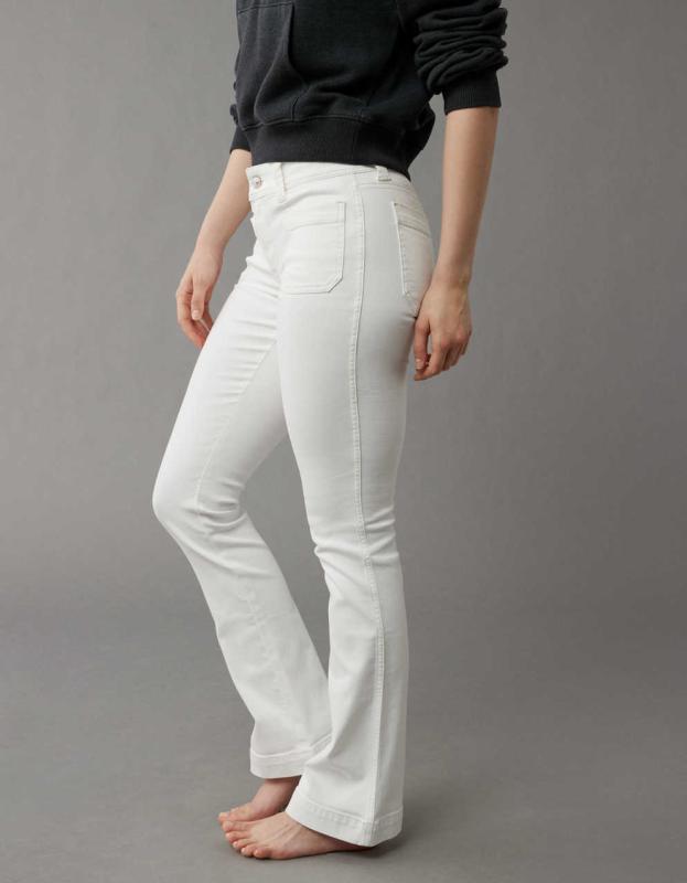 AE Next Level Low-Rise Kick Bootcut Jean - Gleam White, 6 