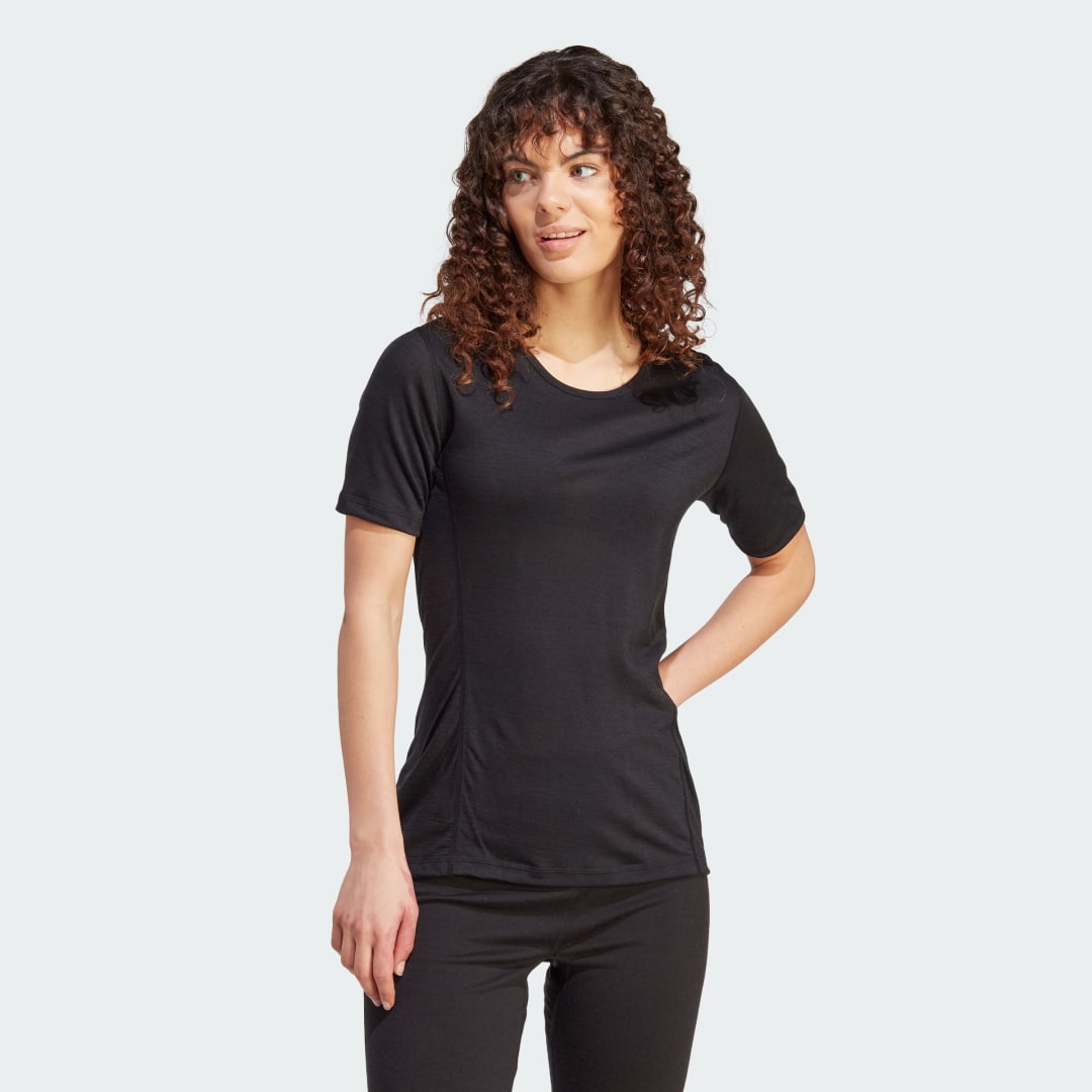 adidas XPERIOR MERINO 150 BASELAYER SHORT SLEEVE Hiking,Outdoor XS Women Black
