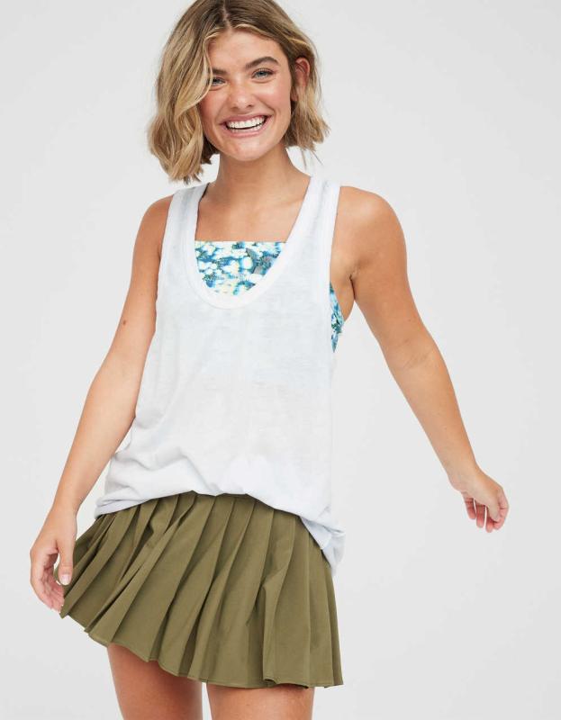 OFFLINE By Aerie Burnout Voop Tank Top - Skylight, L 