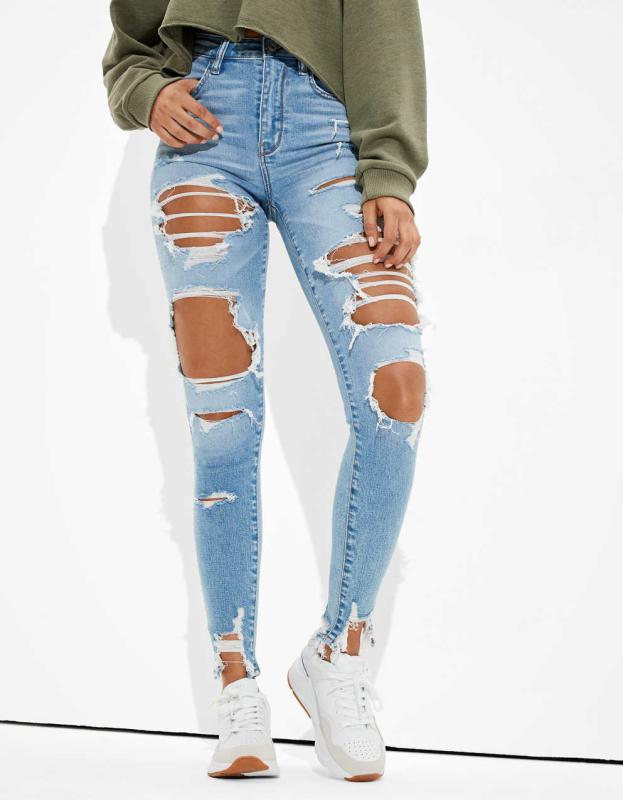 AE Ne(x)t Level Ripped Super High-Waisted Jegging - Medium Destroy, 8 