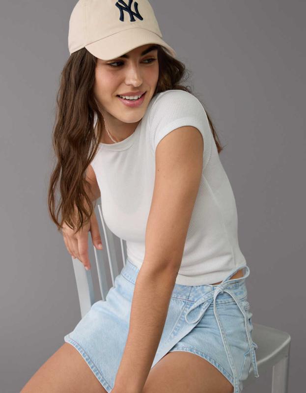 AE Hey Baby Waffle T-Shirt - Cream, XS 