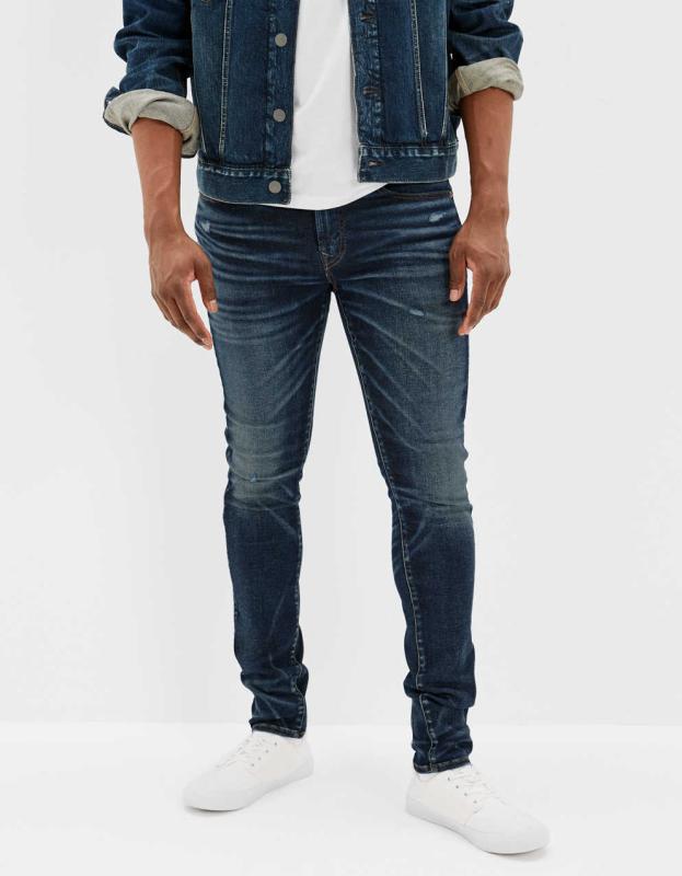 AE AirFlex 360 Distressed Skinny Jean - Deep Indigo, 28W x 32L 