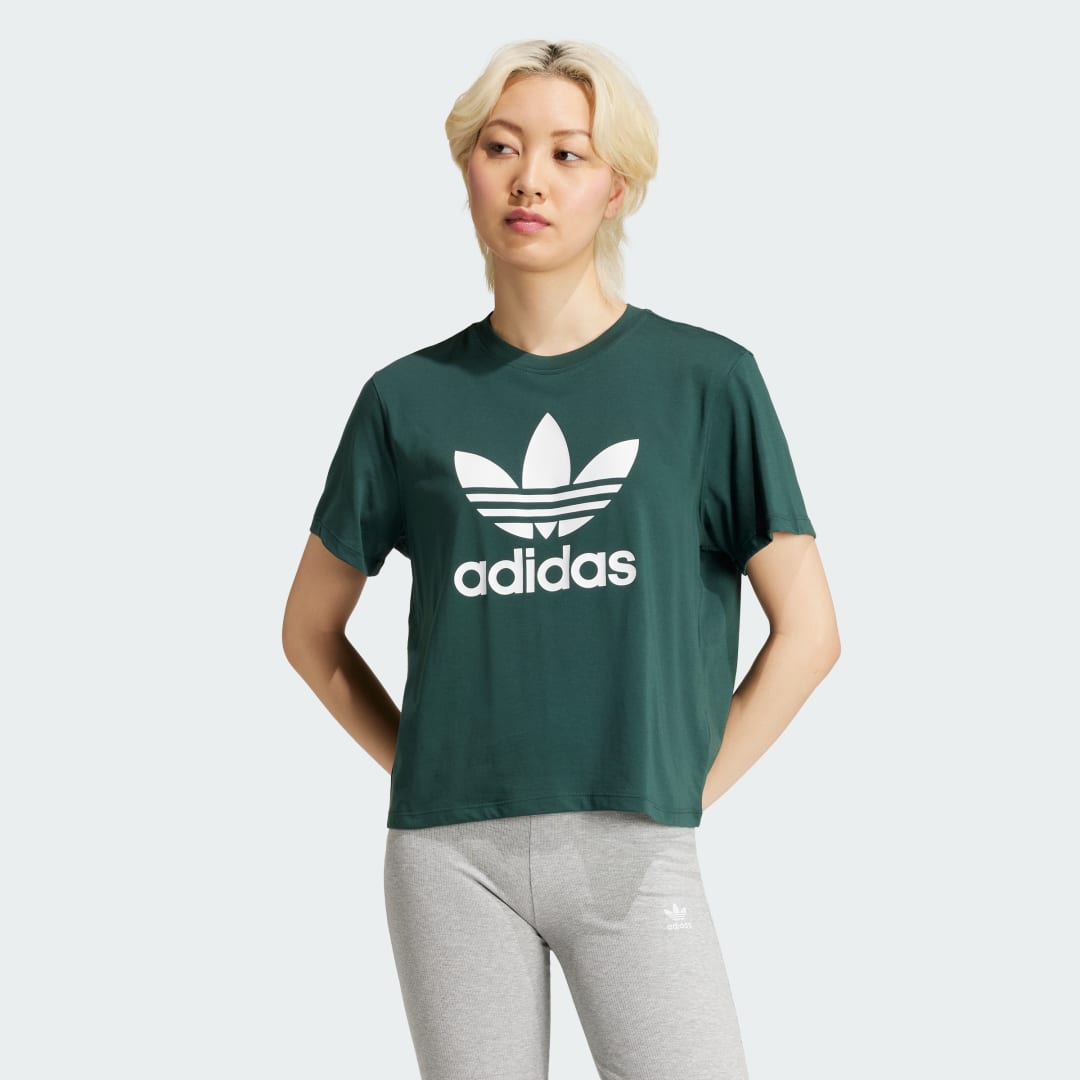 adidas Adicolor Trefoil Boxy Tee Lifestyle L Women Mineral Green