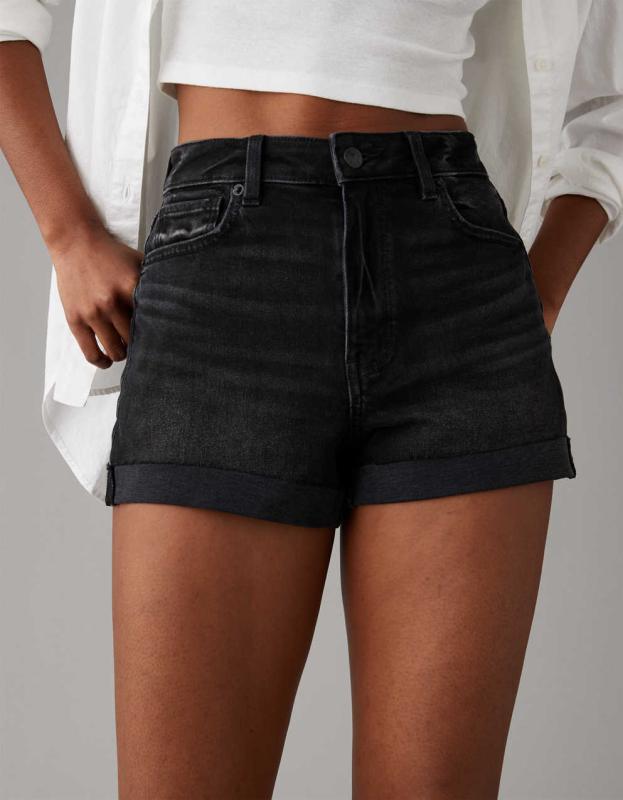 AE Stretch Denim Mom Short - True Black, 8 