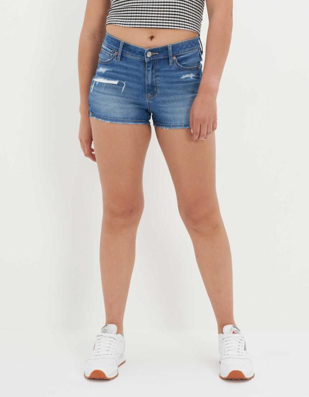 AE Ne(x)t Level High V-Rise Denim Short Short - Medium Vintage Wash, 2 