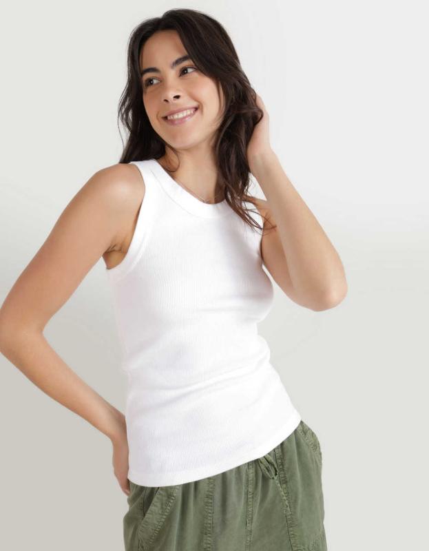 Aerie High Neck Tank Top - White, L 