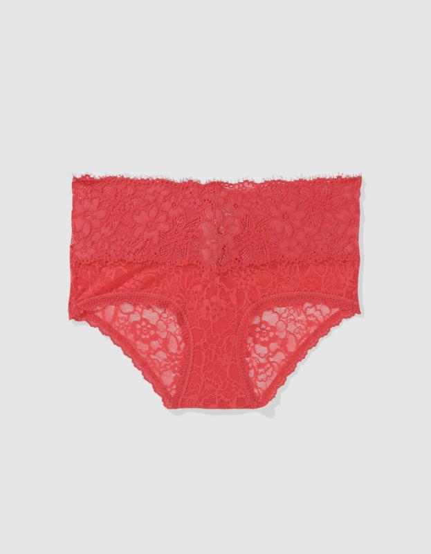 Show Off Eyelash Lace Boybrief Underwear - Resort Red, S 