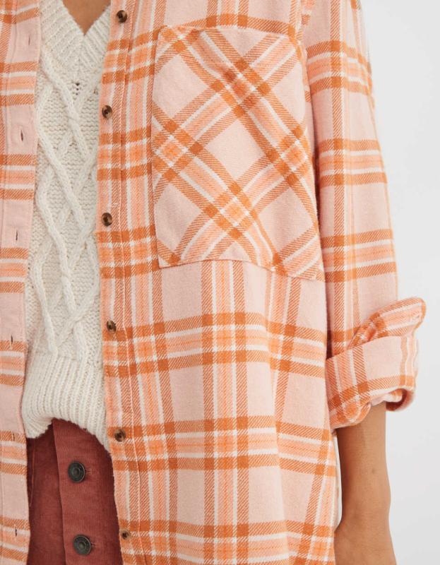 Aerie Anytime Fave Flannel Shirt - Liquid Crystal, XS 