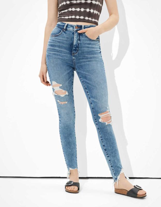 AE Dream Ripped Highest Waist Jegging Crop - Blue Street, 2 
