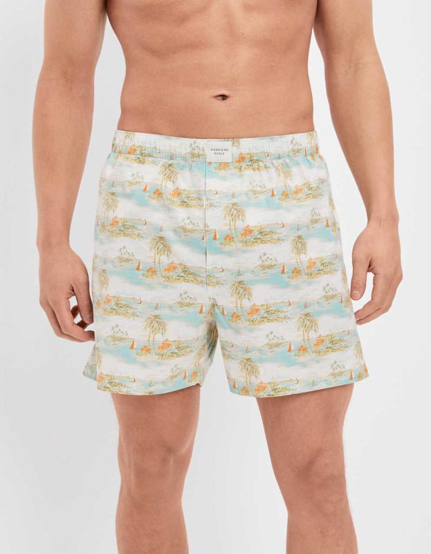 AEO Island Vibes Stretch Boxer Short - Cream, S 