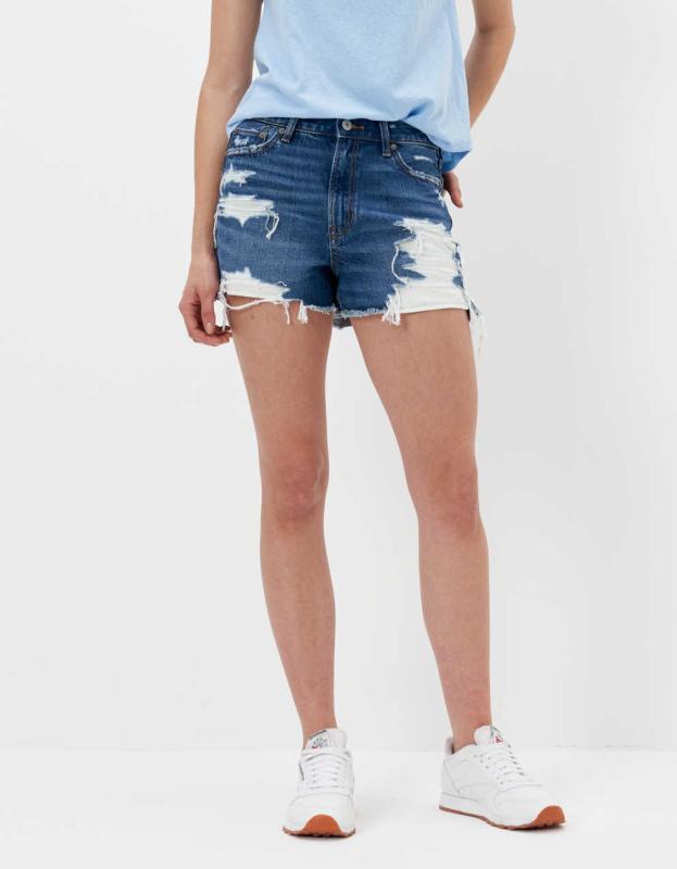 AE Strigid Denim Super High-Waisted Festival Short - Dark Indigo Wash, 0 