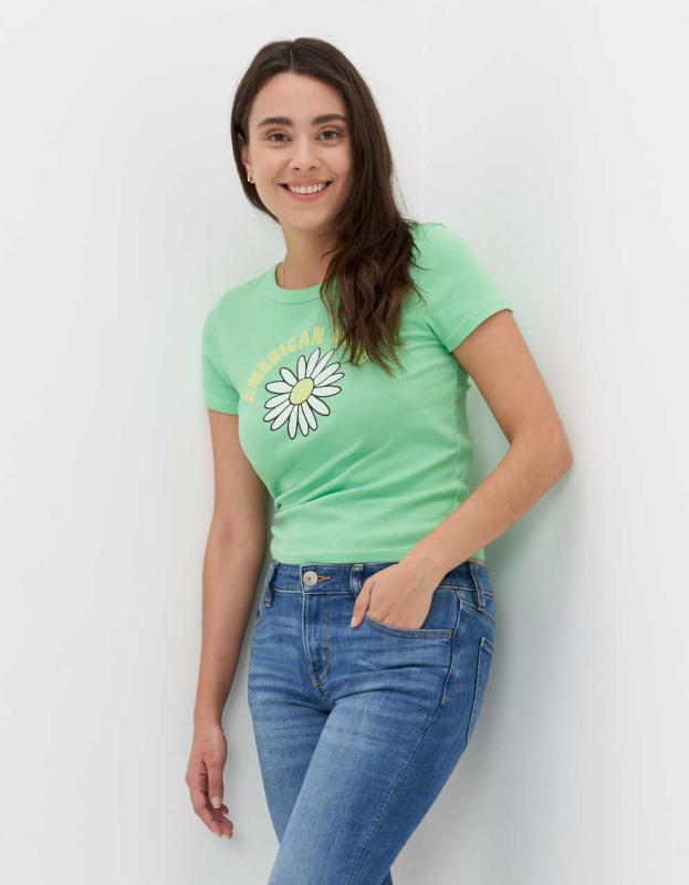 AE Hey Baby Tee - Green, XXS 