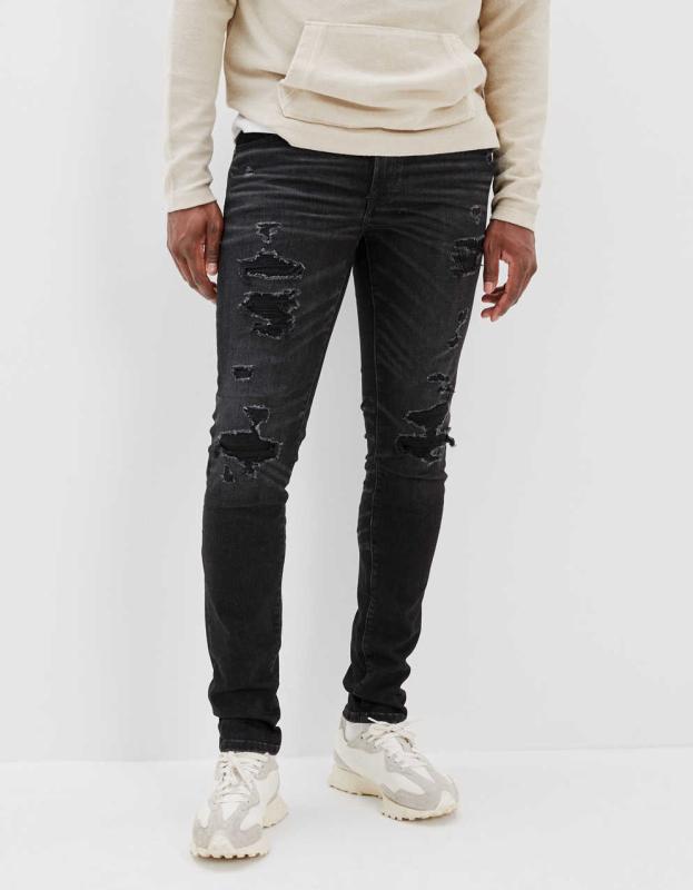 AE AirFlex+ Patched Skinny Jean - Bold Black, 30 X 32 