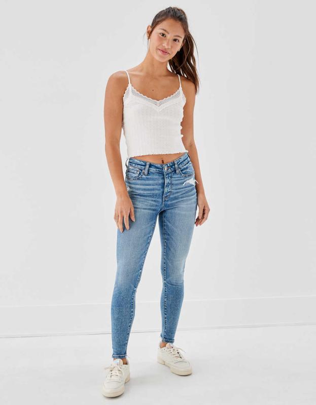 AE Ne(x)t Level Ripped High V-Rise Jegging - Easy Breezy Blue, 00 