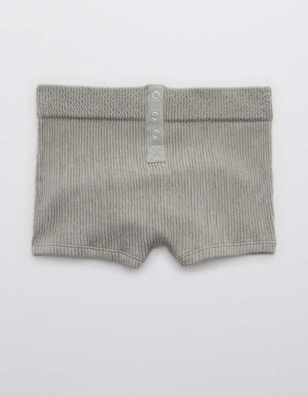 Aerie Seamless Snap Cheeky Boyshort Underwear - Medium Heather Gray, L 