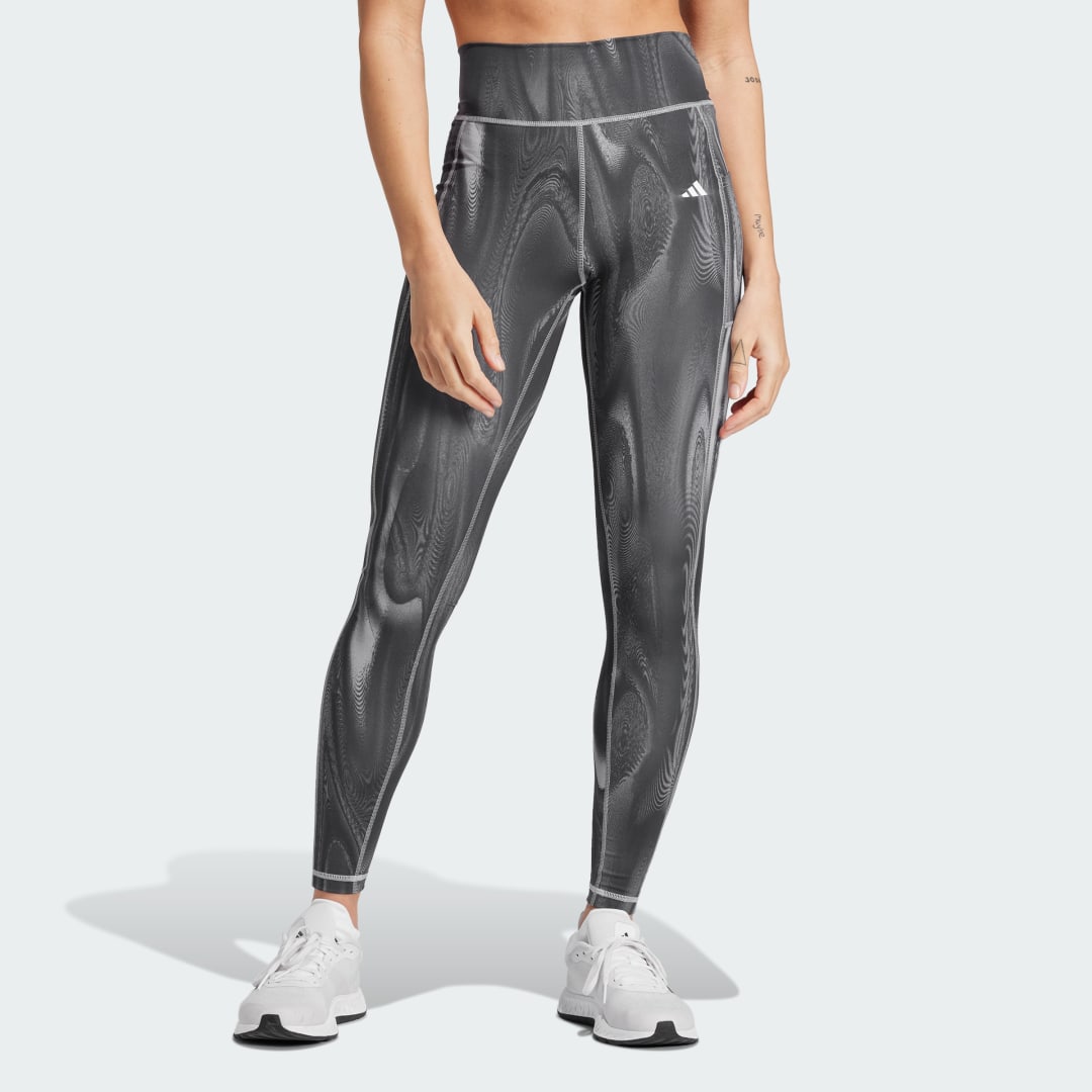 adidas Optime Full-Length Print Leggings Training S Women Glory Grey / Grey / Black