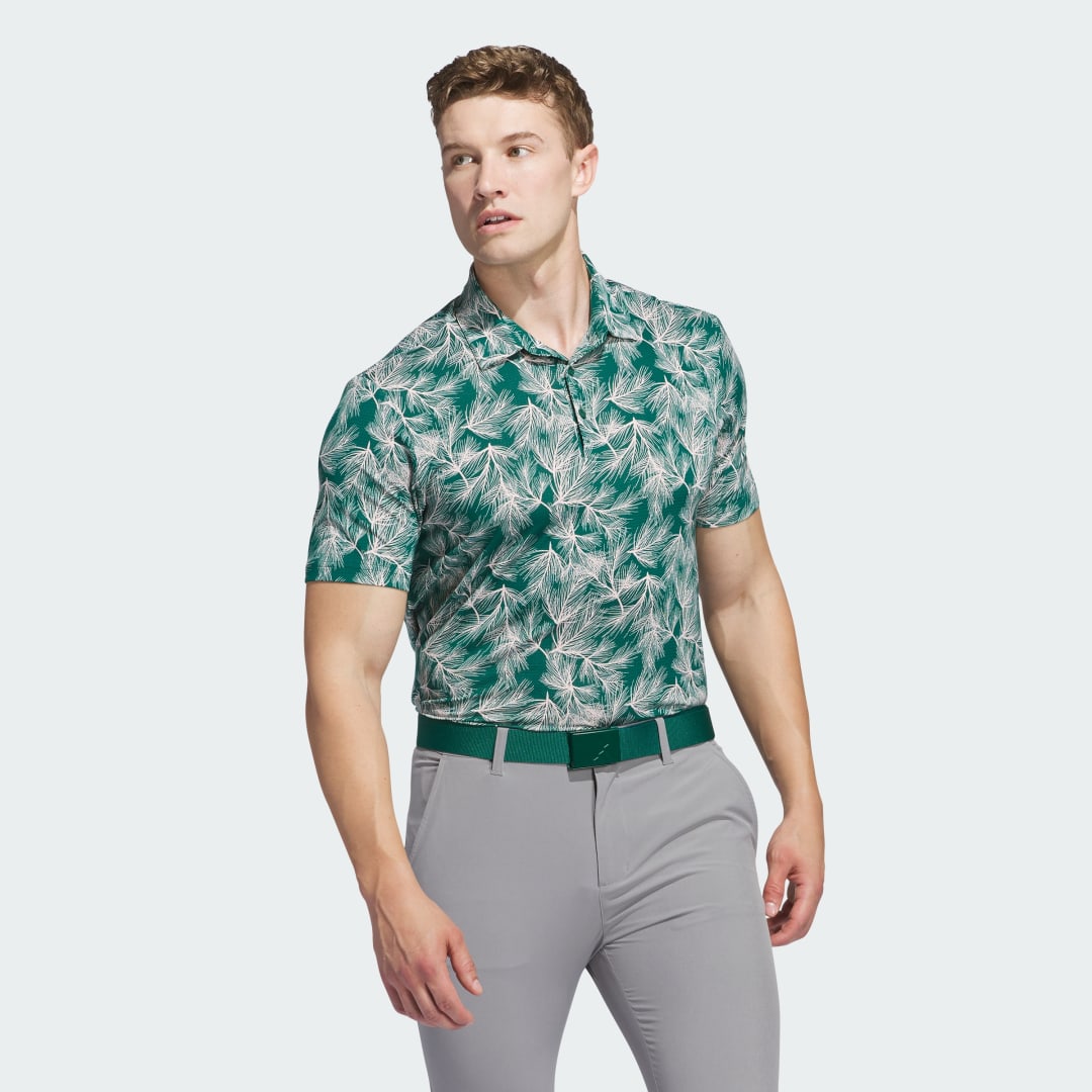 adidas Ultimate365 Mesh Print Polo Shirt Golf A/2XS Men Green / Sandy Pink