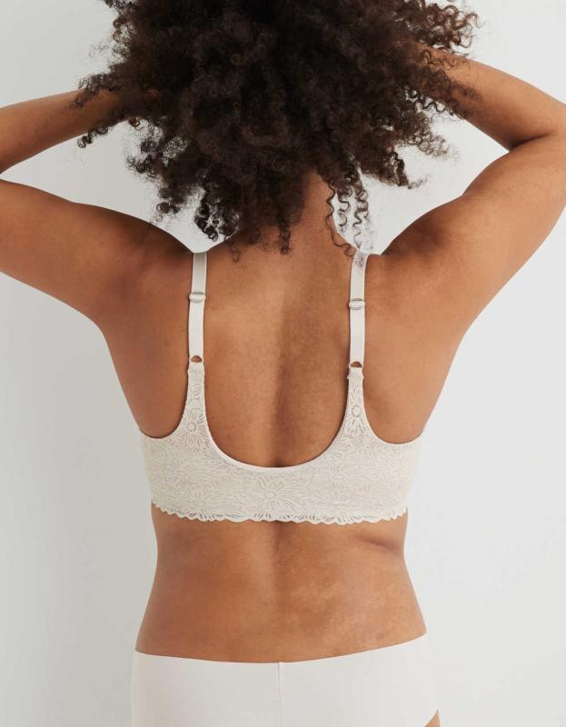 Aerie Real Sunnie Wireless Lightly Lined Blossom Lace Bra - Soft Satin, 75A 