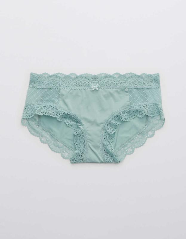 Aerie Slumber Party Lace Shine Boybrief Underwear - Mint, XS 