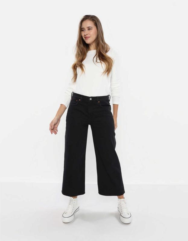 AE Strigid '90s Wide Leg Crop Jean - Black Wash, 0 