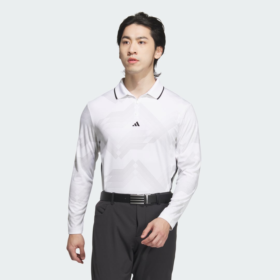 adidas Long Sleeve Print Polo Shirt Golf A/XL Men White