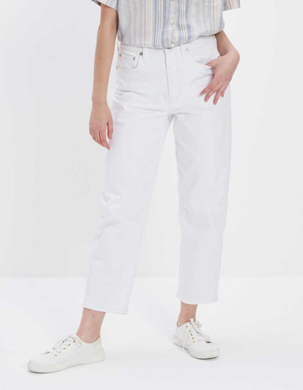 AE Stretch Highest Waist Cropped '90s Boyfriend Jean - White, 0 