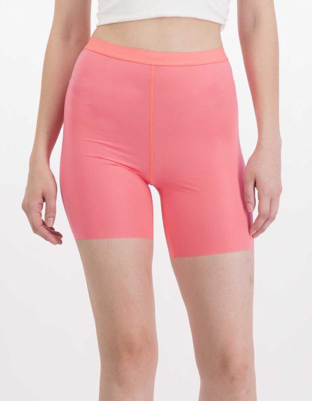 SMOOTHEZ No Show Xtra High Waisted Boyshort Underwear - Neon Coral, L 
