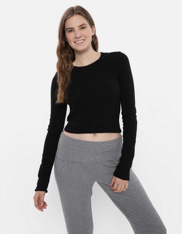 Aerie Open Back Sweater - True Black, L 