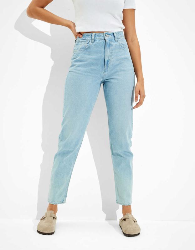AE x The Jeans Redesign Mom Jean - Washed Blue, 6 