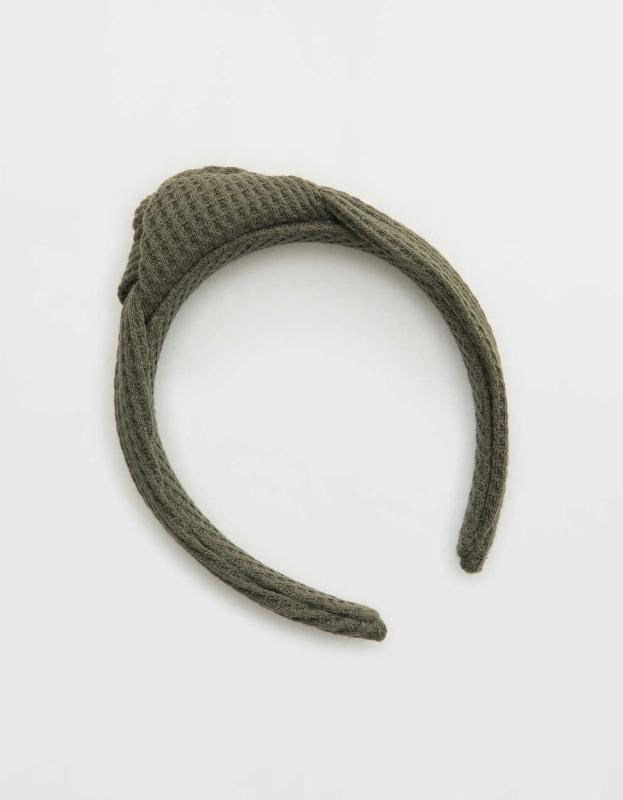 Aerie Waffle Fleece Headband - Green Flame, One Size 