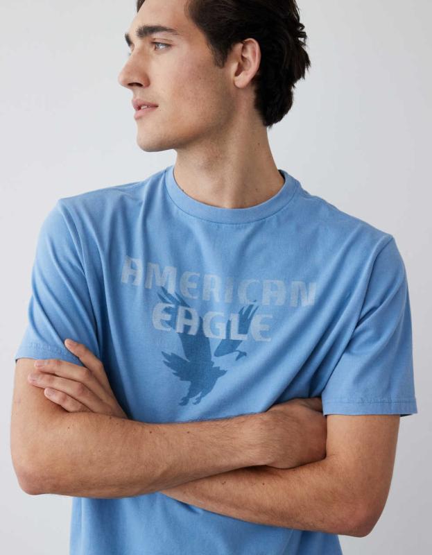 AE Logo Graphic T-Shirt - Blue, M 