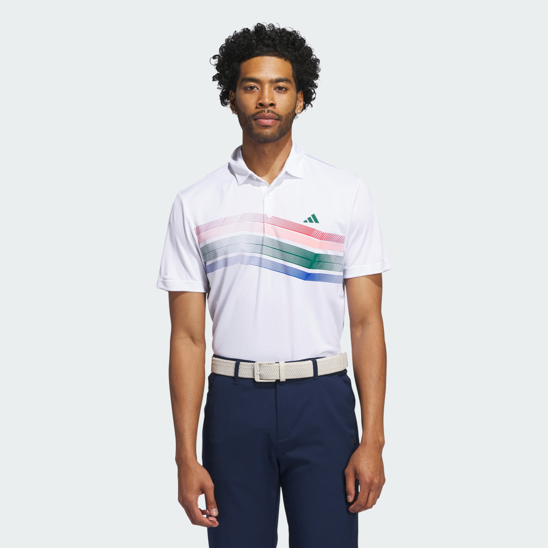 adidas Core Chest Stripe Polo Shirt Golf L Men White