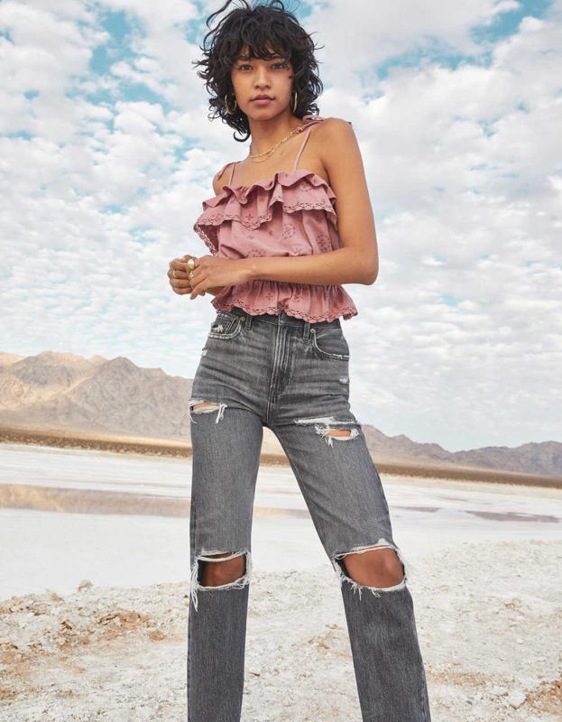 AE Ripped Highest Waist '90s Boyfriend Jean - Stone Gray, 00 