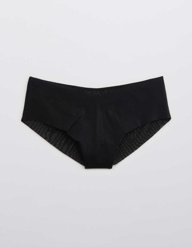 Aerie No Show Mesh Cheeky Underwear - True Black, L 