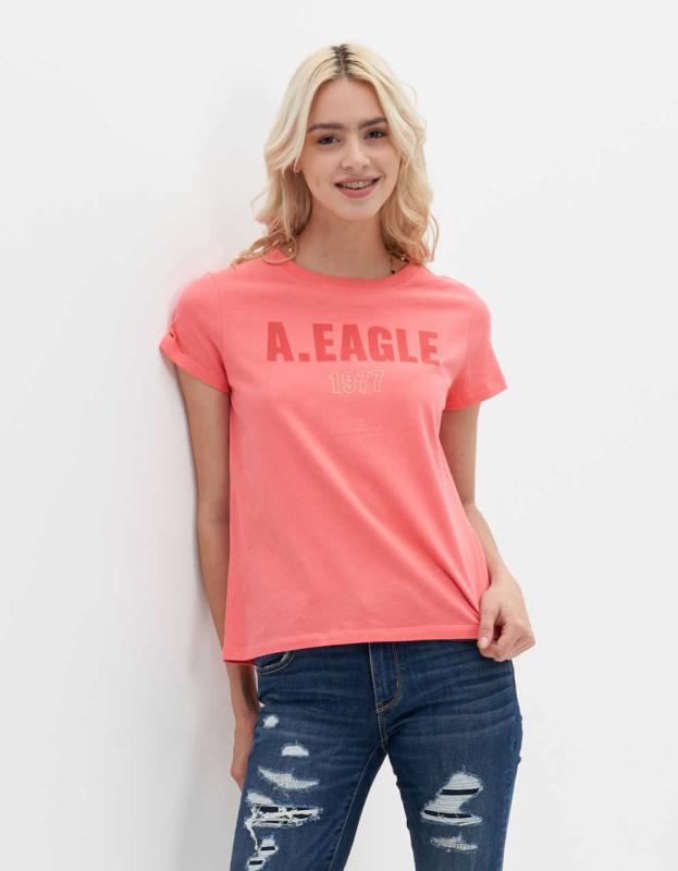 AE Slim Graphic Tee - Coral, XS 