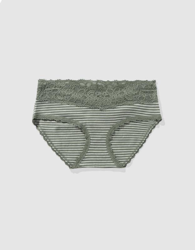 Superchill Cotton Eyelash Lace Boybrief Underwear - Olive Fun, M 