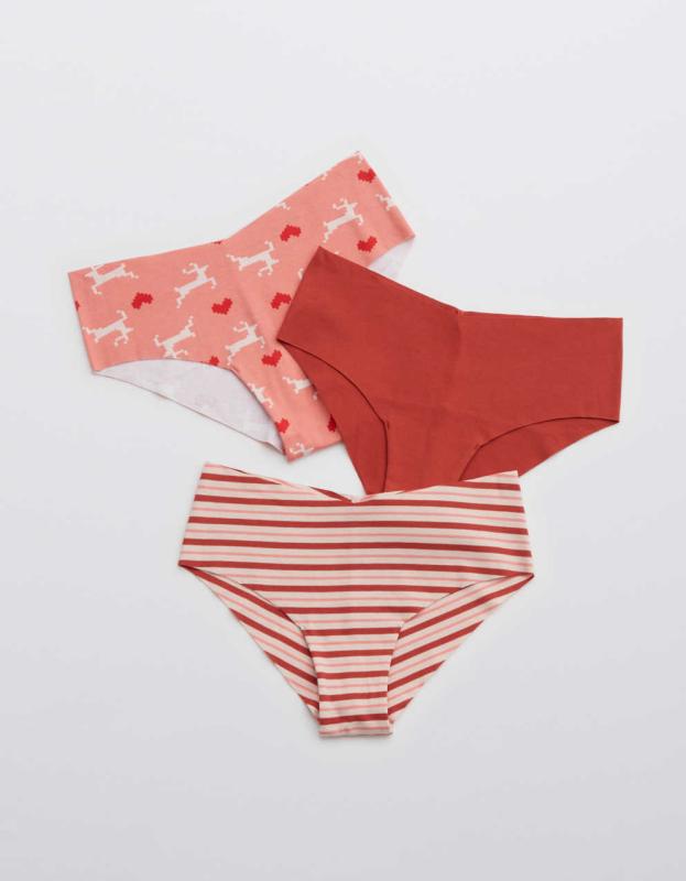 Aerie No Show Cotton Cheeky Underwear 3-Pack - Multi, S 
