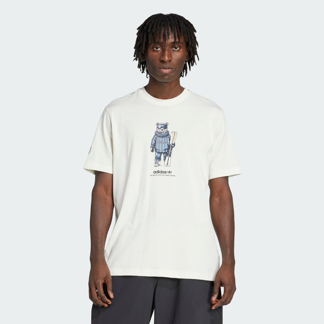 adidas Winter Sports Ski Bear Graphic Tee Lifestyle A/3XL Men Off White