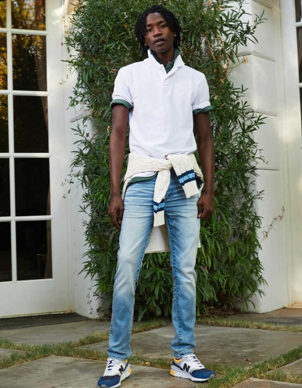 AE AirFlex 360 Skinny Jean - Light Bright Indigo, 34 X 30 