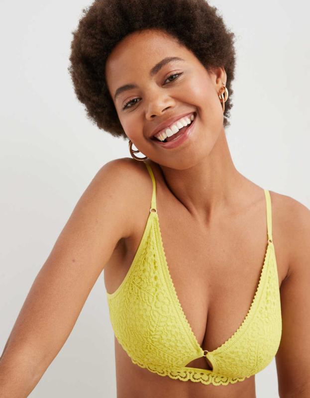 Show Off Cozy Lace Padded Bralette - Green Sheen, XS 