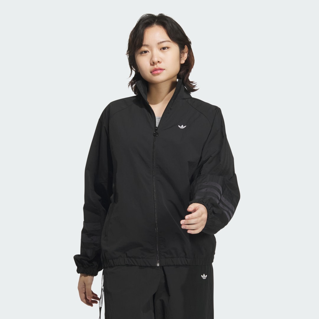 adidas Ruched Track Top Jacket Lifestyle A/XL Women Black / White