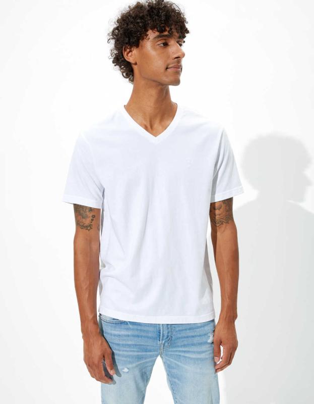AE Butler V-Neck T-Shirt - White, S 